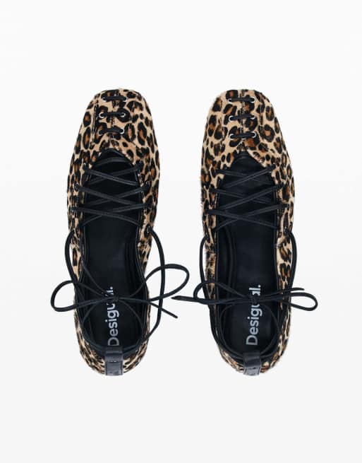 Desigual - Leren ballerina's met luipaardprint, 3 van 4
