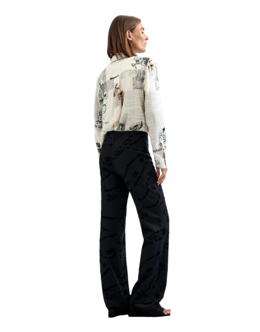 Desigual Long printed trousers in black, 2 of 4