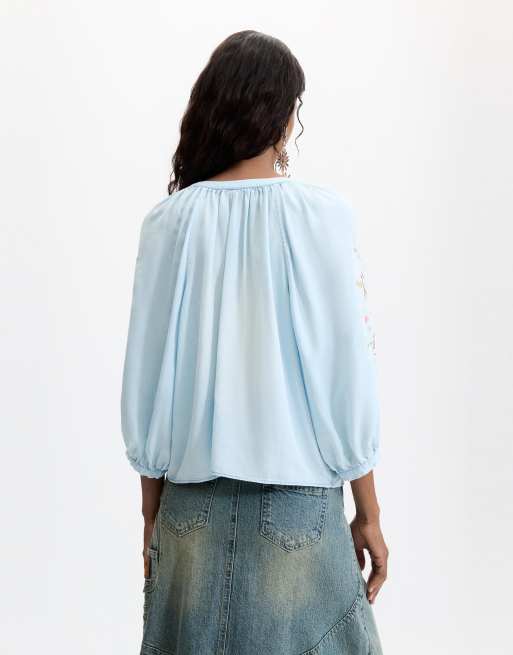 Desigual Long sleeve blouse in blue, 3 of 4