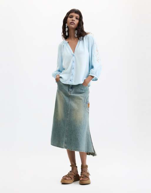 Desigual Long sleeve blouse in blue, 4 of 4