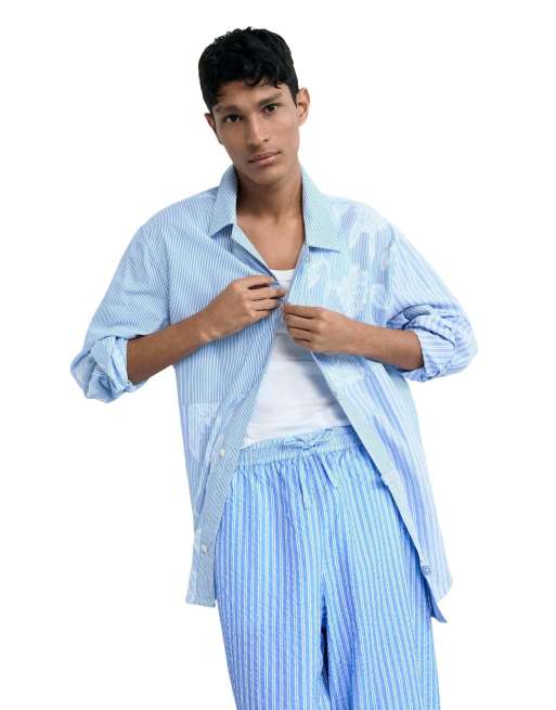 Desigual Long striped trousers in blue, 3 of 4
