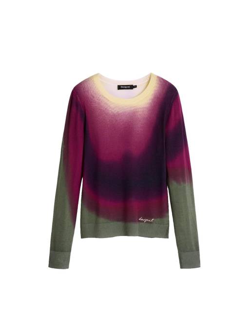 Desigual maglione fine in maglia con effetto sfumato bordeaux, 2 di 4