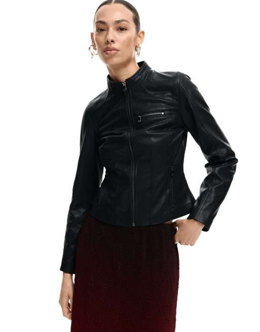 Desigual Mao collar jacket in black, 3 of 4