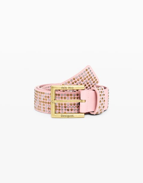 Desigual - Masha Popova - Ceinture en cuir clouté - Rose - view 1