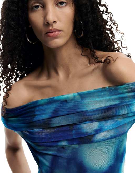 Desigual Maxi floral dress in blue, 3 of 4