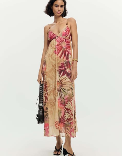 Desigual - Maxi jurk met print in roze - view 1