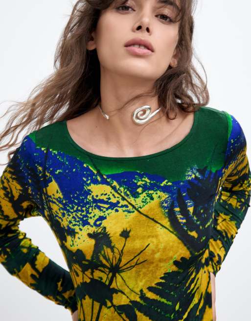 Desigual Maxi-sleeved knit dress m. c. lacroix in green, 3 of 4