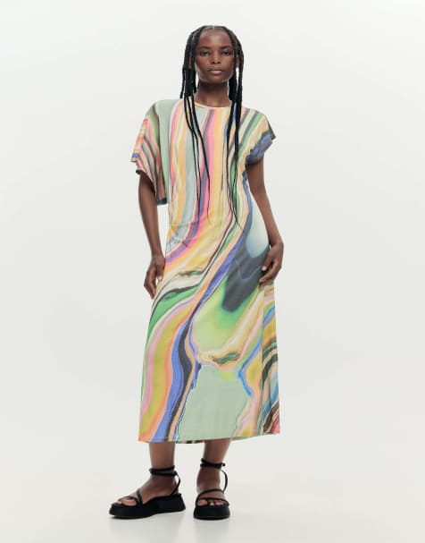 Desigual Maxi wave dress in green