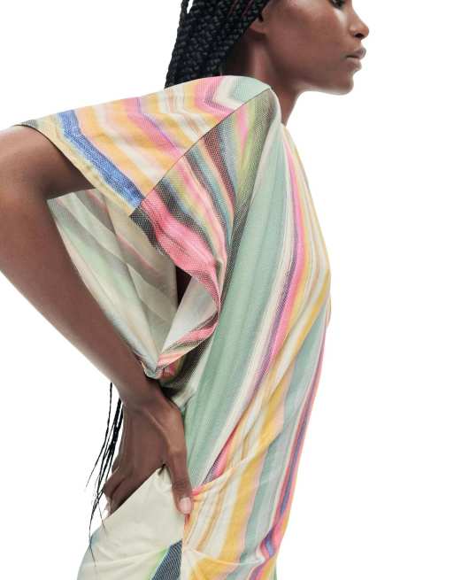 Desigual Maxi wave dress in green, 3 of 4