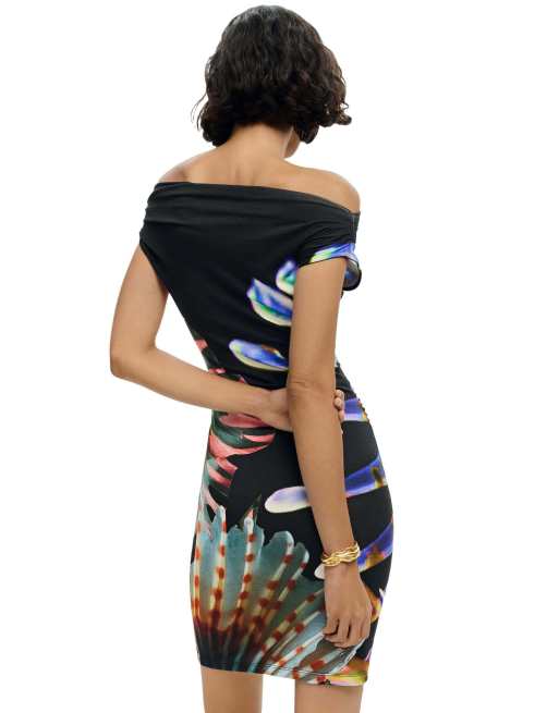 Desigual - MC Lacroix - Vestito in maglia nero con stampa, 2 di 4