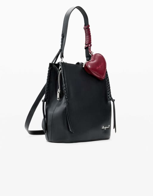 Desigual Medium backpack charm heart in black, 3 of 4