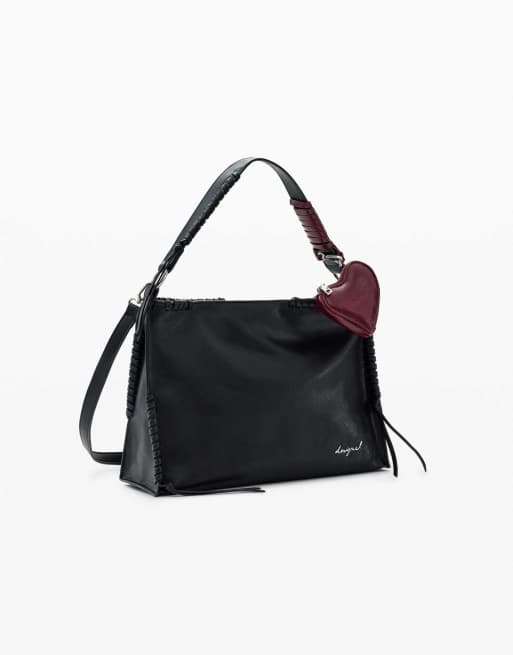 Desigual Medium bag charm heart in black, 2 of 4