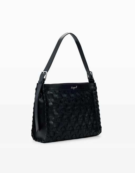 Desigual Medium braided bag in black, 2 of 4