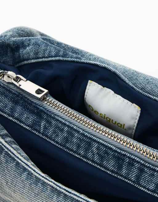 Desigual Medium denim charms bag in blue, 3 of 4