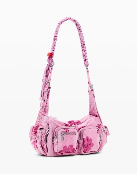 Desigual Medium denim crossbody bag in pink - view 1