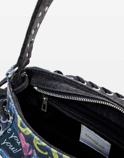 Desigual Medium graffiti bag in black, 3 of 4
