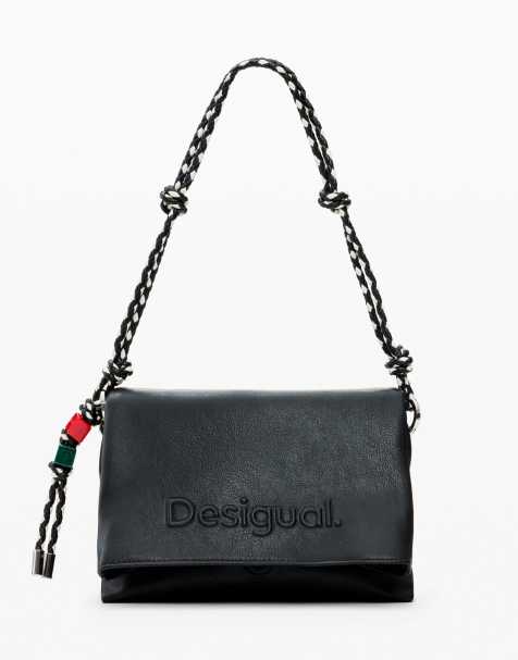 Desigual Medium logo charm bag in black - view 1