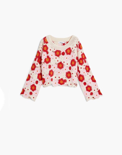 Desigual – Mehrfarbiges Häkeloberteil in Weiß, 4 von 4