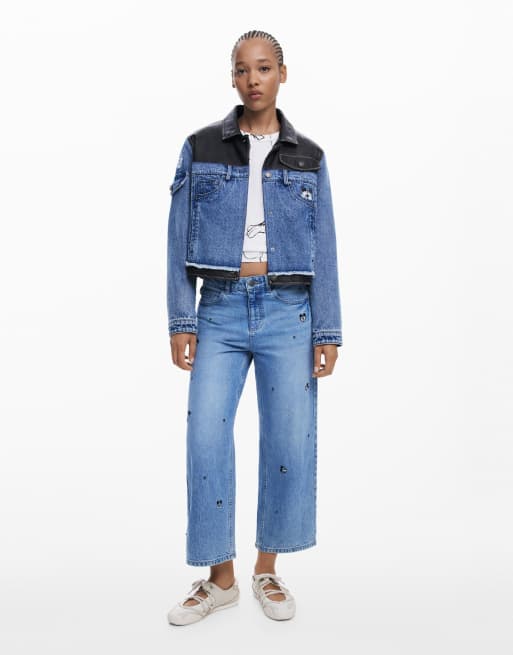 Desigual Mickey™ culotte jeans in blue, 3 of 4