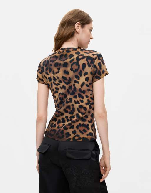 Desigual Mickey™ printed t-shirt in brown, 2 of 4