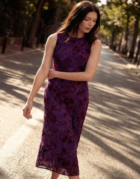 Desigual Midi flocked dress in purple