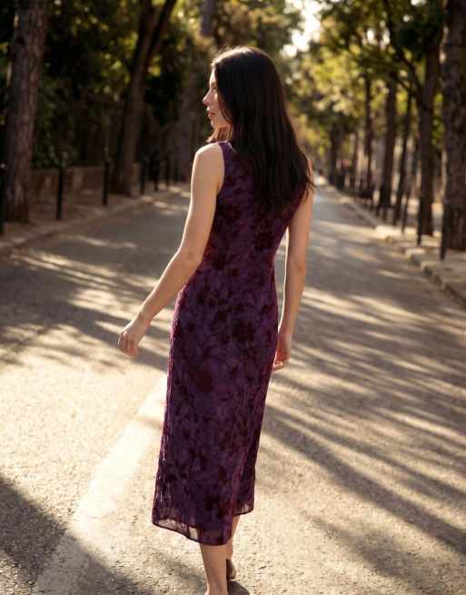 desigual purple dress Desigual Midi flocked dress in purple