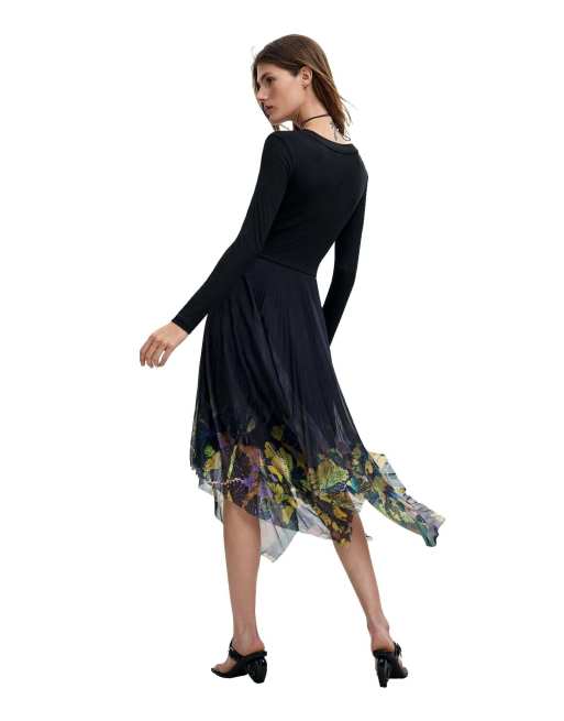 Desigual midi jurk met maxi-mouwen m. c. lacroix in zwart, 4 van 4