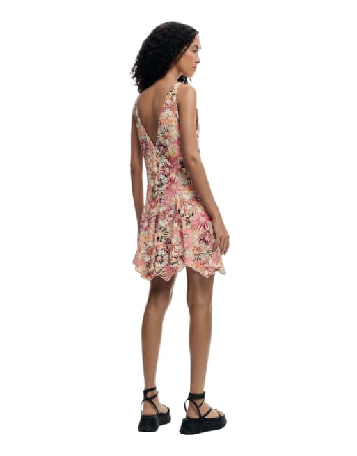 Desigual - Midi jurk met print in roze, 2 van 4