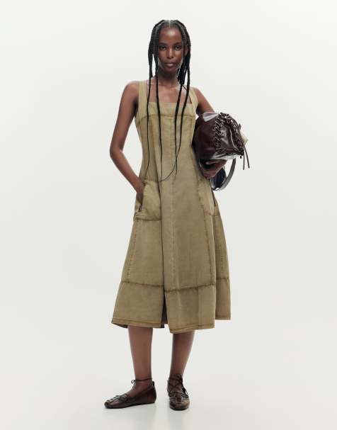 Desigual Midi seams dress in cream - view 1