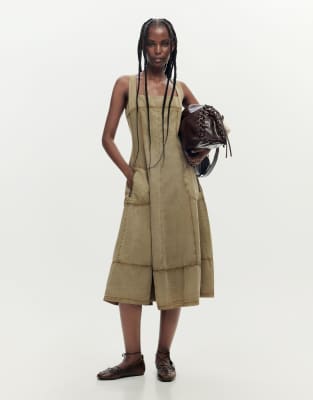 Midikleid in Cremeweiß mit Nähten-Neutral Neutral XS