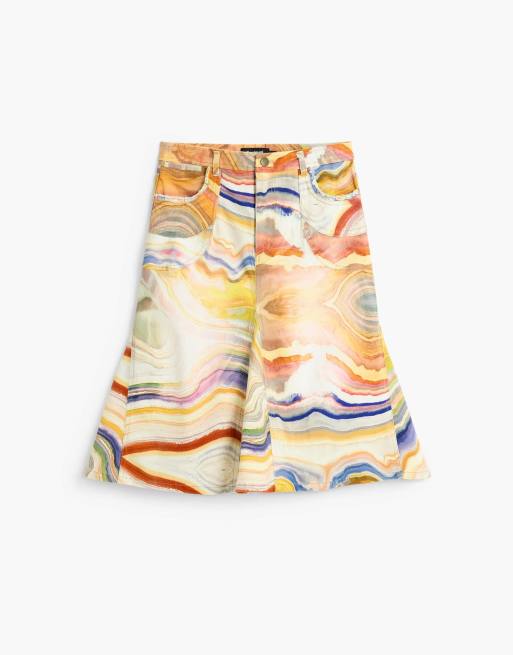 Desigual Midirock mit Print in Gelb, 4 von 4