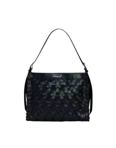 Desigual mittelgroße geflochtene Tasche in Schwarz - view 1