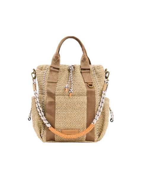 Desigual - mochila de rafia beige - view 1