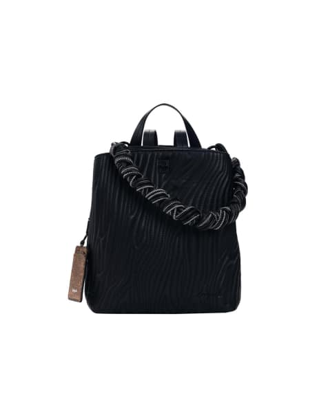 Desigual - Mochila pequeña negra con diseño en relieve - view 1