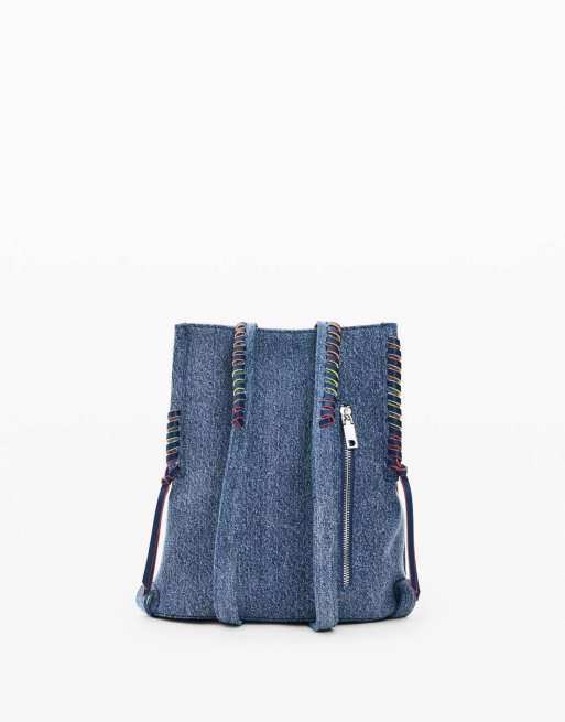 Desigual - Mochila vaquera pequeña azul con detalle de corazón, 2 de 4