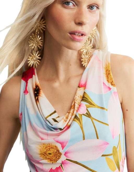Desigual - Mouwloze jurk met print in blauw, 3 van 4
