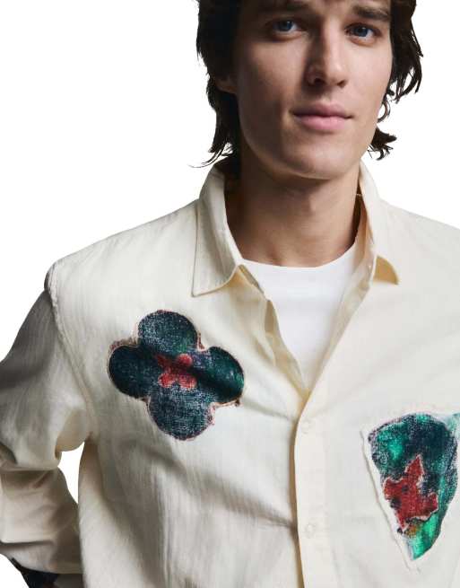 Desigual - Mozaïek - Overhemd met patch in wit, 3 van 4