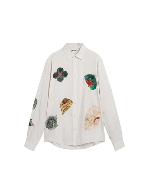Desigual - Mozaïek - Overhemd met patch in wit, 4 van 4