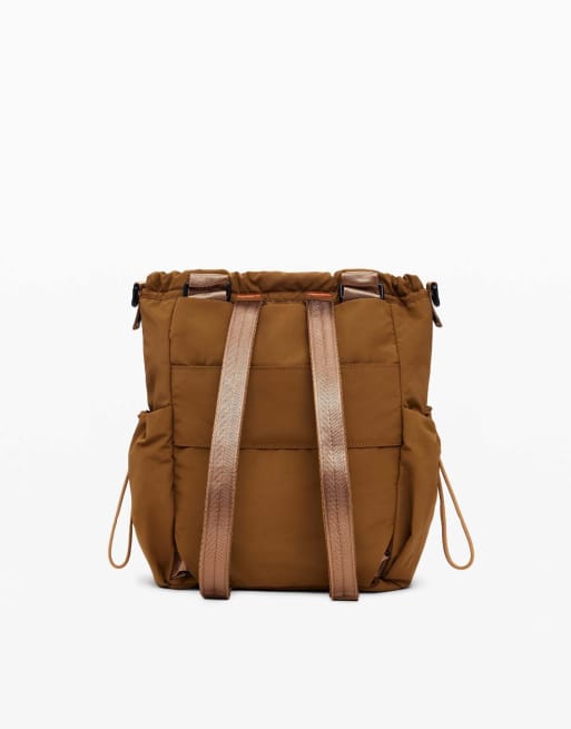 Desigual Multi-position backpack with drawstrings in brown, 3 of 4