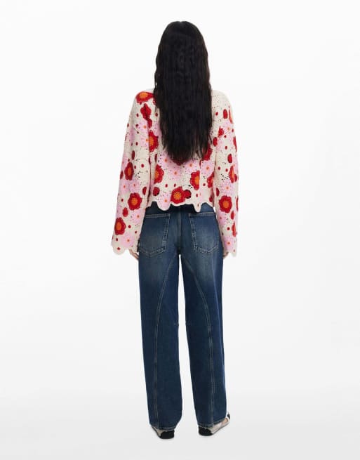Desigual Multicolor crochet top in white, 2 of 4