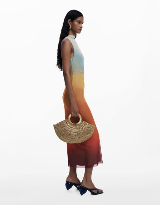 Desigual Ombre tulle dress in orange, 3 of 4