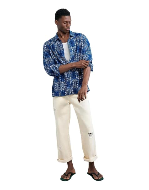 Desigual - Overhemd met geometrische print in blauw - view 1