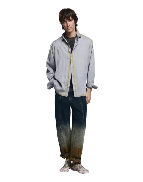 Desigual - Overhemd met versleten tekst en effect in wit - view 1