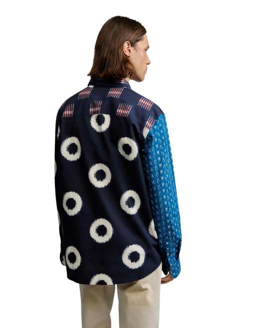Desigual - Overhemd met vlakken met print in blauw, 2 van 4