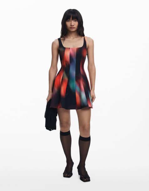 Desigual Panel short dress in black - view 1