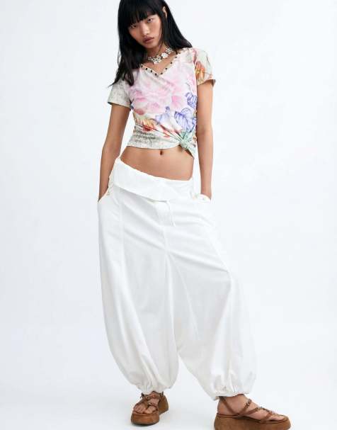 Desigual pantalon ballon 100 % coton blanc - view 1