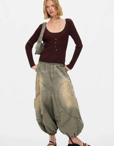 Desigual - Pantalon fluide à poches cargo - Vert - view 1