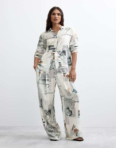 Desigual pantalon large imprimé blanc - view 1