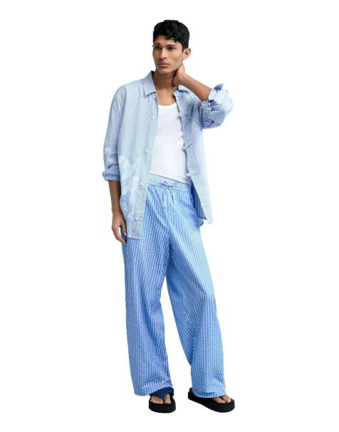 Desigual - Pantalon long à rayures - Bleu - view 1