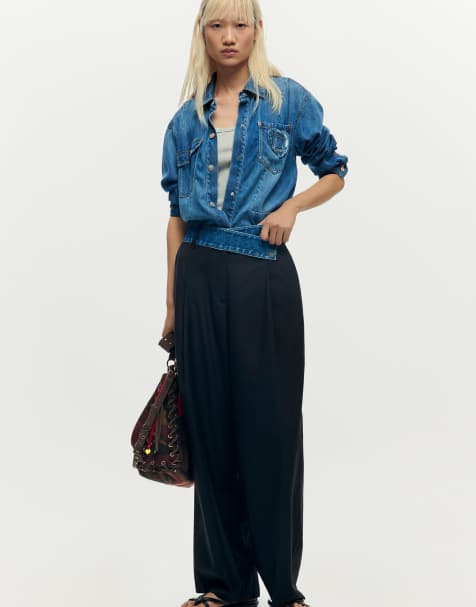 Desigual - Pantalones de sastre negros combinados - view 1